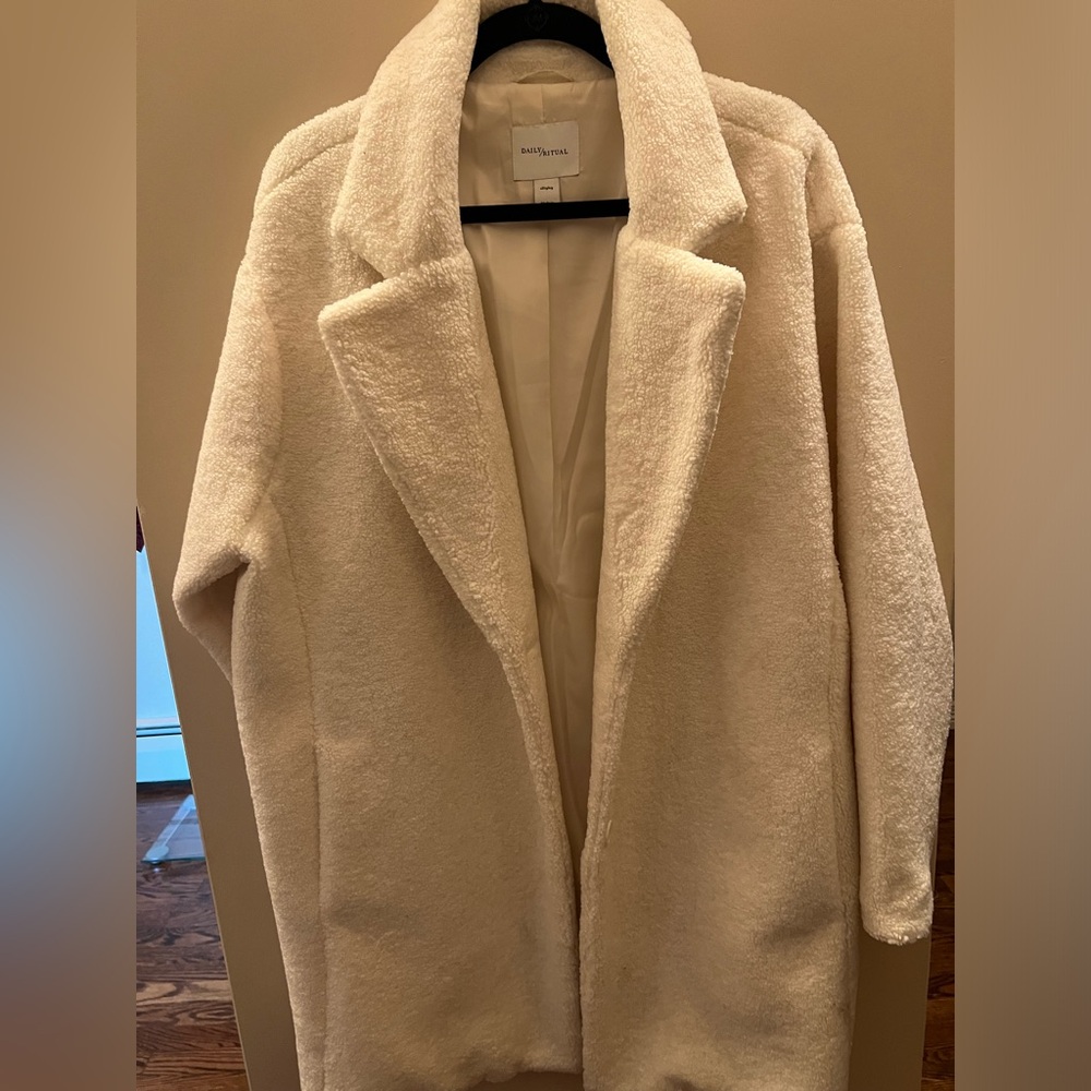 Daily Ritual Ivory Teddy Coat